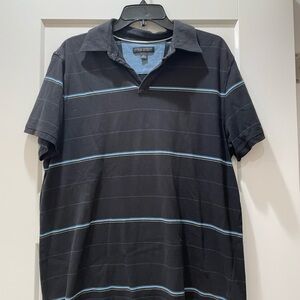 Banana Republic Charcoal Striped Polo Shirt Relaxed Fit